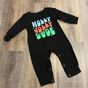 Black 'Holly Jolly Dude' Kids One Piece